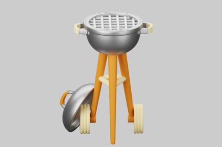 Preview: Portable grill with silver exterior and white grate