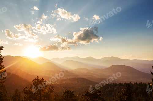 Preview: Mountains on sunset