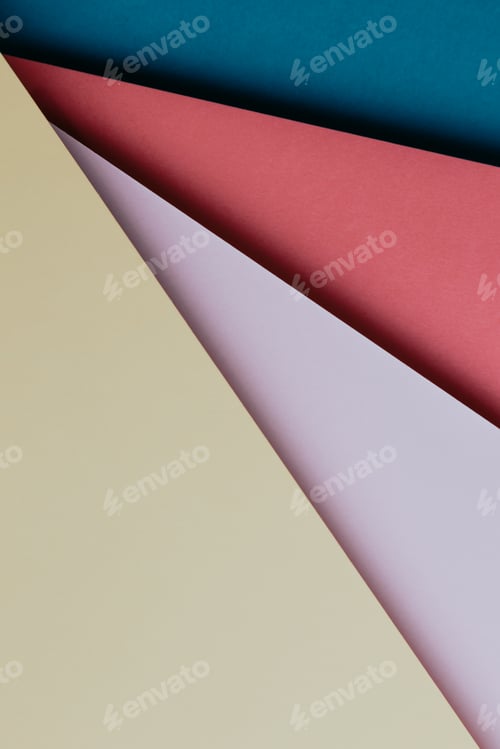 Preview: Abstract blue, red, pink and yellow color paper geometry composition background,
