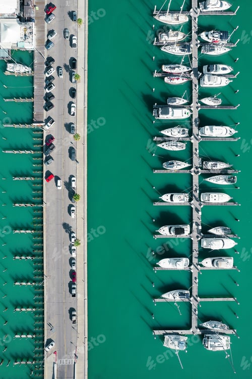 Preview: Scenic marina with a variety of boats docked in the harbor