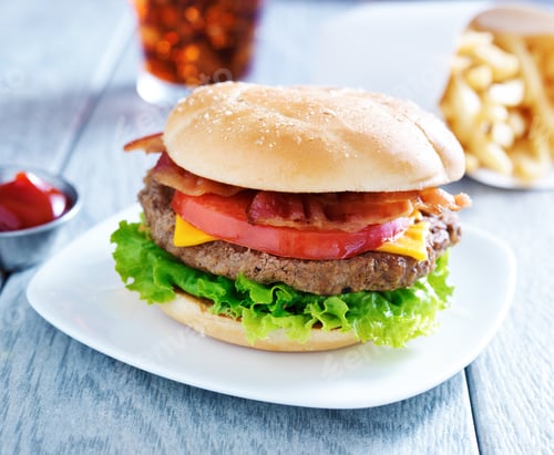 Preview: bacon cheeseburger meal with cola and fries
