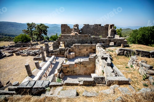 Preview: Labranda archaeological site, the Temple of Zeus Labraundeus, Mugla Province, Turkey.