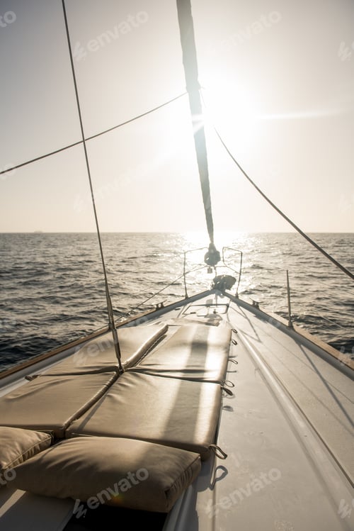 Preview: Seats on nose of yacht on water