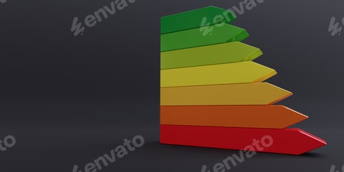 Preview: Energy efficiency scale. Energy class bars on black color, copy space