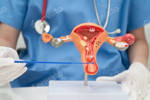 Preview: Doctor holding human uterus model for vaginal and cervix pap smear