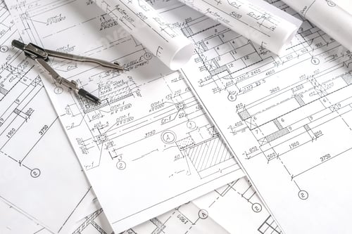 Preview: Architects concept, engineer architect designer freelance work on start-up project drawing, construc