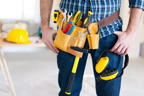 Preview: Part of construction worker with tools belt