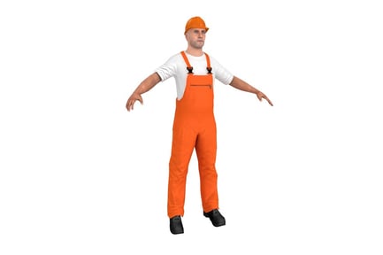 Preview: Construction Worker - Orange Overalls, Hard Hat