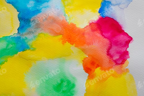 Preview: Watercolor Abstract of Yellow, Blue, and Red