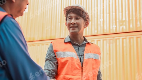 Preview: Worker handshake safety vest hardhat teamwork worker handshake safety vest hardhat outdoor