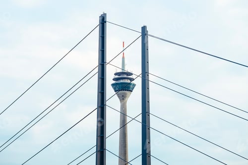 Preview: Germany, Duesseldorf, part of Rheinknie-Bruecke with Rhine tower, in the background