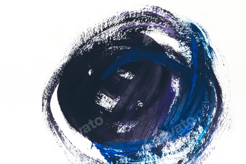 Preview: abstract painting with dark blue and violet brush strokes on white