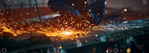 Preview: Process creating modern fence with orange sparks.