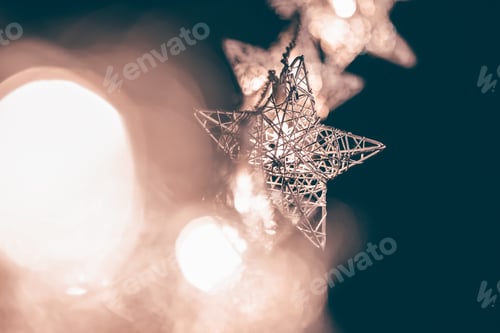 Preview: Christmas lights over dark blue background