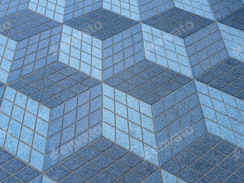 Preview: Perspective view of blue and gray square tile floor pattern background