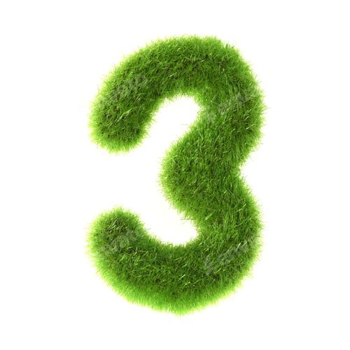 Preview: Grass "3" Number, Isolated On White Background.