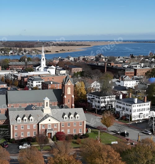 Preview: Aerial view of the historic coastal town of Newburyport, Massachusetts, USA