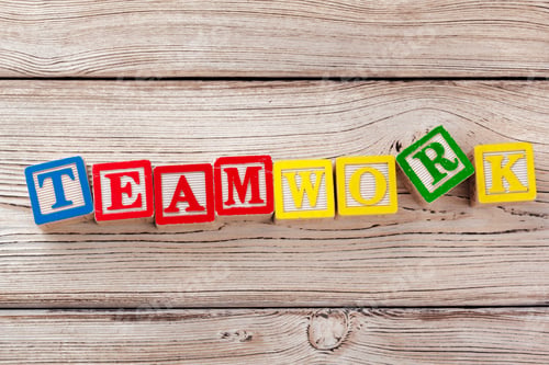 Preview: Wooden toy Blocks with the text: teamwork