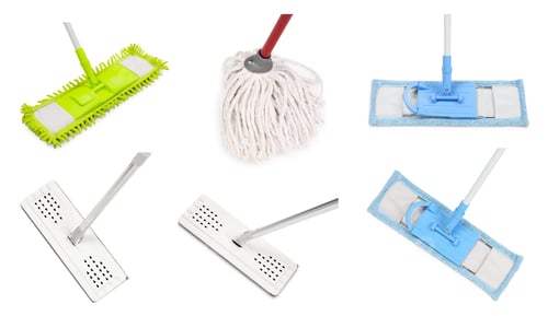 Preview: Set of different mops on white background