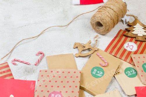 Preview: homemade advent calendar made of cardboard boxes, Christmas waiting calendar