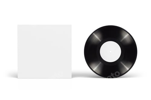 Preview: Vinyl EP record with blank cardboard cover isolated. Mock up template