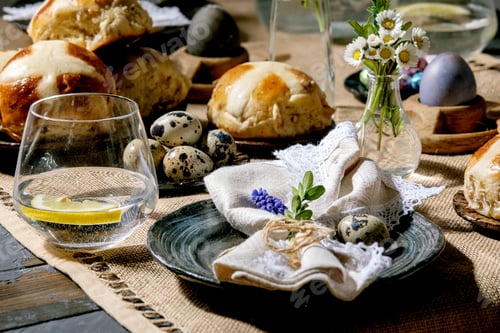 Preview: Easter table setting with cross buns