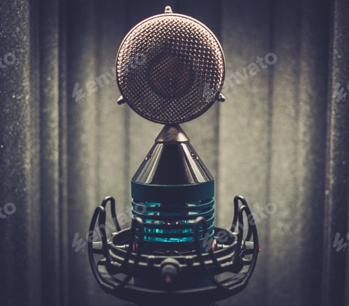 Preview: Extra high definition microphone at boutique recording studio.