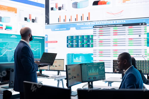 Preview: Teammates and manager assembling in a big data room to go over their results
