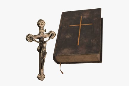 Preview: Ornate Crucifix with Jesus & Embossed Vintage Bible