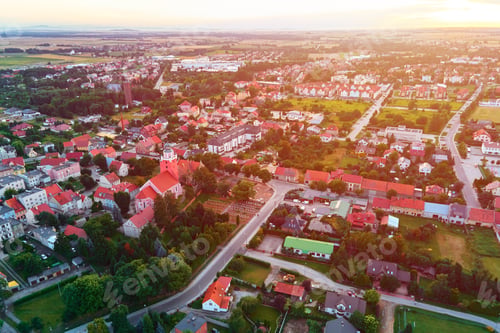 Preview: Aerial view of small tpwn in Europe