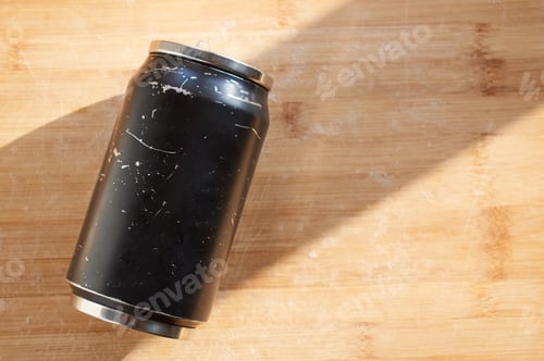 Preview: A scratched black reusable metal cup