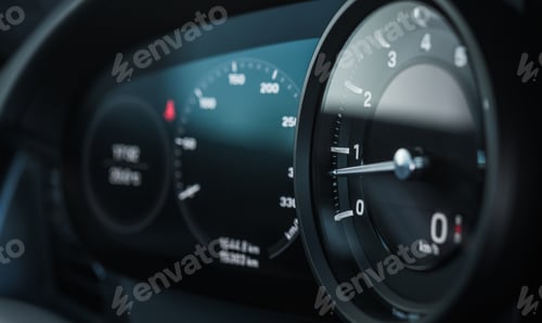 Preview: Rev Counter Tachometer Instrument in Modern Car