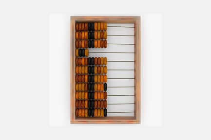 Preview: Wooden abacus with multicolored beads in equalizer pattern