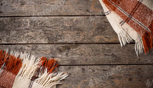 Preview: Autumn background with plaid and leaves