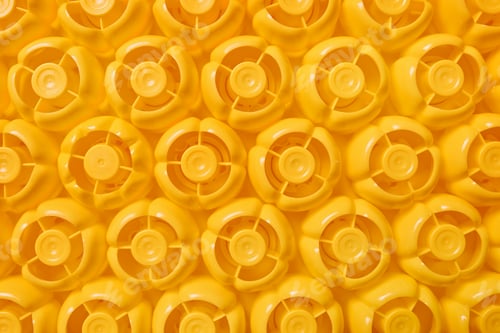 Preview: Top view pattern of yellow plastic bottle caps