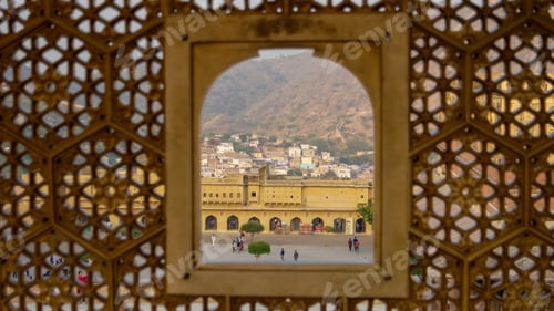 Preview: Details of the majestic Amber Fort near Jaipur, Rajasthan, India