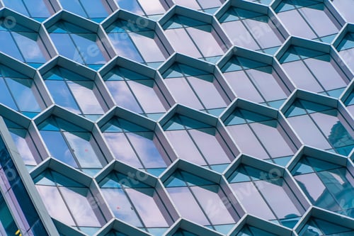 Preview: Office buildings windows. Glass architecture facade design with reflection