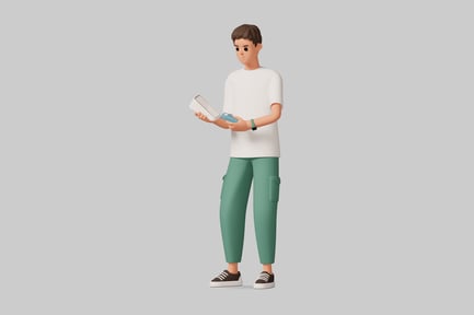 Aperçu: Jeune homme avec tablette et carte de crédit