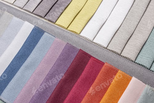 Preview: Colorful Textile Samples Arranged in Organized Pattern