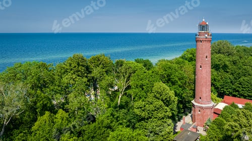 Preview: Lighthouse by Baltic sea, Poland. Tourism at Baltic Sea, Poland.