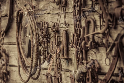 Preview: Wall Filled with Old Tools Hanging on the wall
