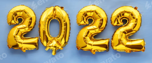 Preview: 2022 new year foil balloon numbers on sky blue background
