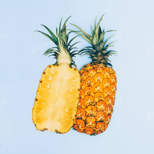 Preview: Pineapple Still Life on a Light Blue Background