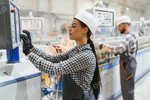 Preview: Factory workers operating machinery on production line