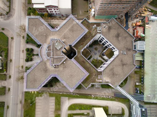 Preview: top view of buildings in urban city, Germany