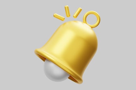 Preview: Notification bell gold alert symbol