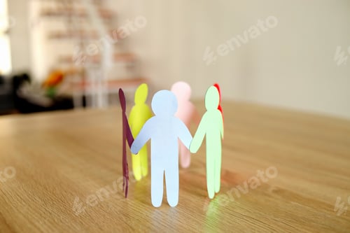 Preview: Colorful Paper Human Figures Making Circle