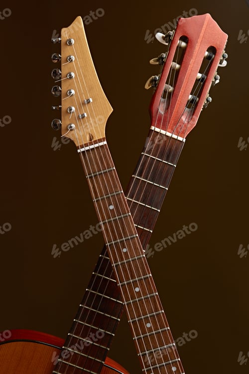 Preview: Electric and classical acoustic guitar fretboards