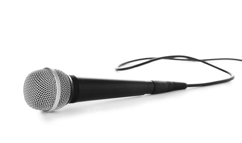Preview: Professional dynamic microphone with wire on white background