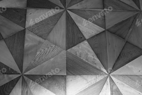 Preview: Black and white background of wooden floor laid out in triangles